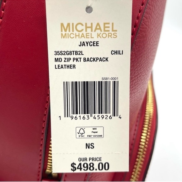 Michael Kors Medium Jaycee Backpack Red - Picture 12 of 12